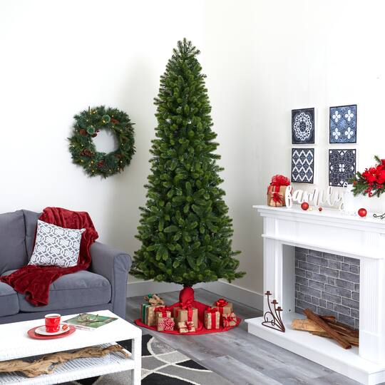 8ft. Pre-Lit Virginia Spruce Artificial Christmas Tree, Warm White LED Lights